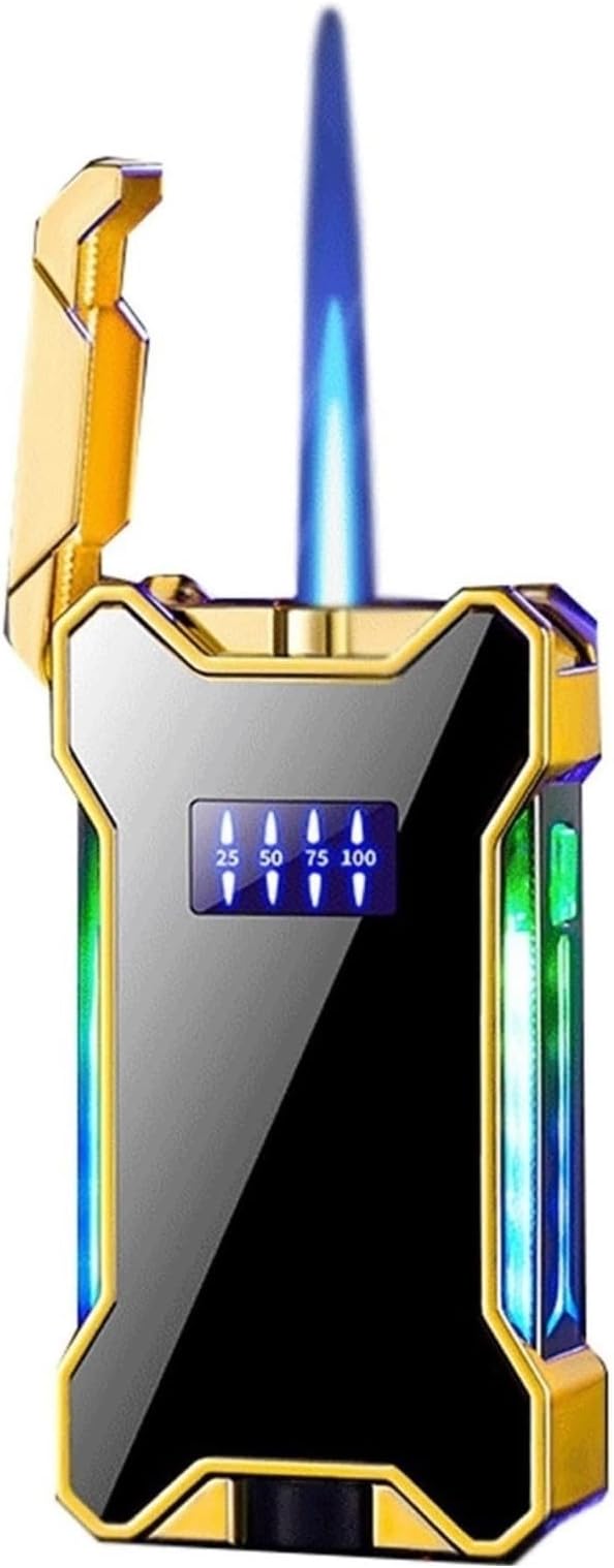 Voice Controlled Jet Lighter - Adjustable Windproof Flame and Refillable Design | Futuristic Men's Mechanical Lighters | Refillable Butane Technology Gift (No Fuel)(Black)