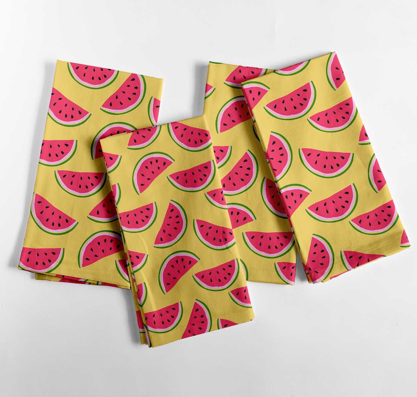 Serviettes pastèque en coton pour vos pique-niques d'été et repas ensoleillés