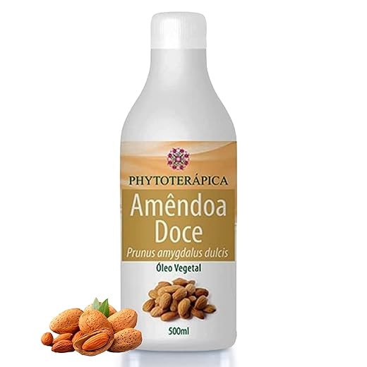 PHYTOTERAPICA- Óleo Vegetal de Amêndoa Doce - Para Massagem e Aromaterapia -Atua contra ressecamento da pele e cabelo, irritação e coceira, estrias e fragilidade das unhas - 100% Puro e Natural -500ml