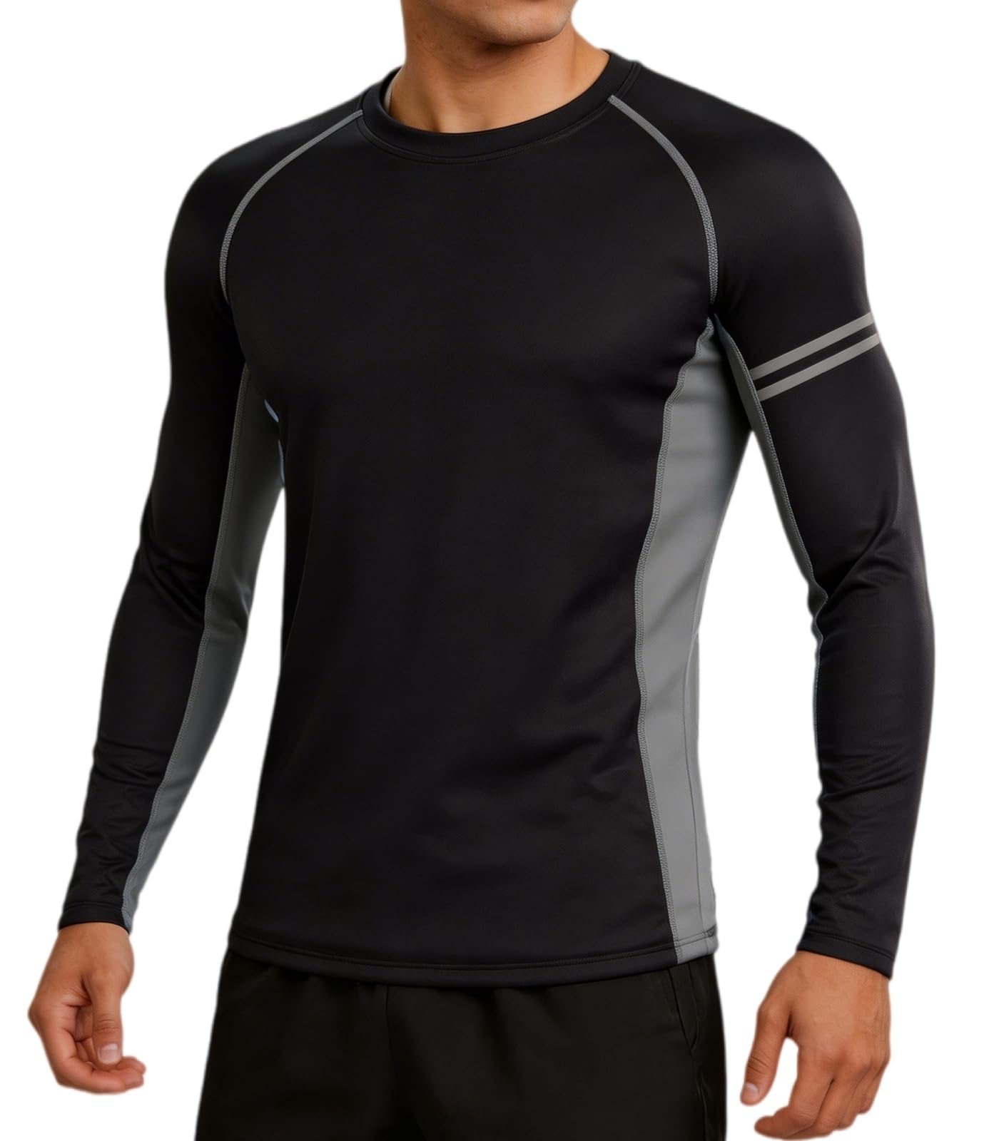 Mens UPF 50+ Long Sleeve Quick Dry Rash Guard Surf Shirt-image-11