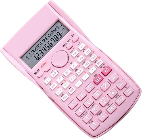 Miniatura 7 de Calculadora científica, calculadora científica multifunción de 12 dígitos con pantalla grande, cubierta dura deslizante, para la escuela (rosa)