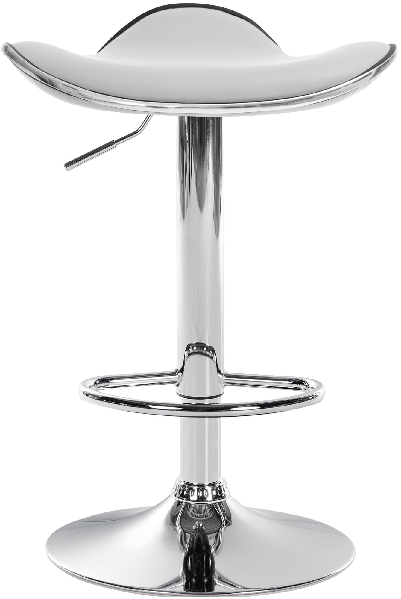 CLP Taburete Alto de Cocina Shanghai en Polipiel I Silla de Bar giratoria Regulable en Altura con Base metálica, Color:Blanco, Material del Soporte:Hierro Cromado