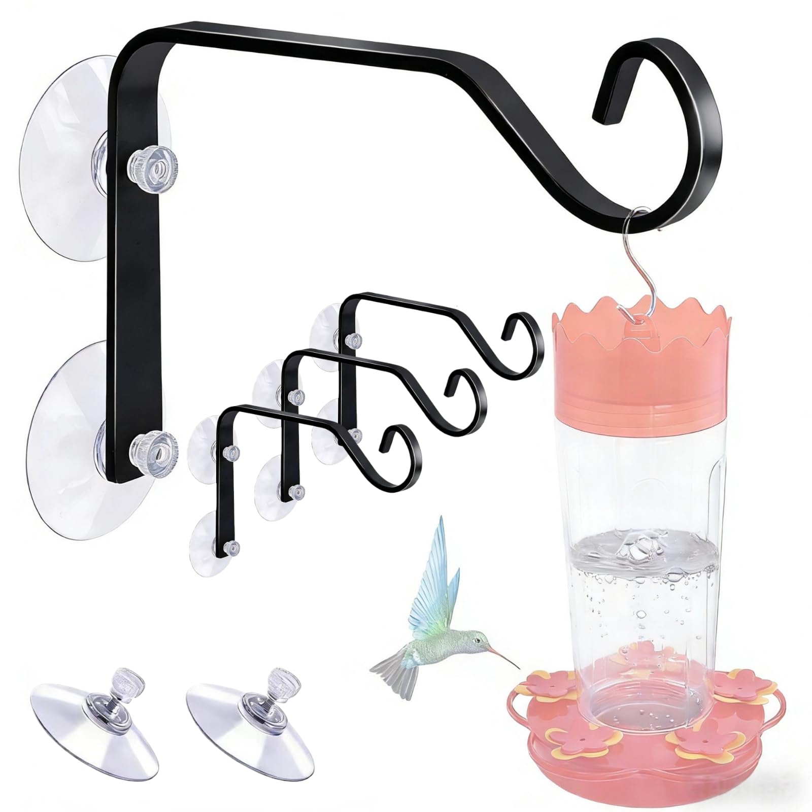 Heavy-Duty Window Suction Cup with Hanger, Window Mounted Wildlife, Hummingbird, Bird Feeders, Decorative Birdhouses, Wind Chimes & Plants, Strong