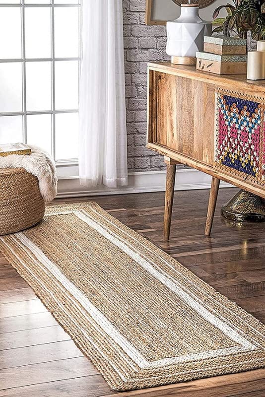 FIASCO Hand Woven Classic Bedside Runner Jute Carpet | Rug Area | for Your Home, Bedroom, Office & Hotel (Multi, 2x3 Feet)-image-39