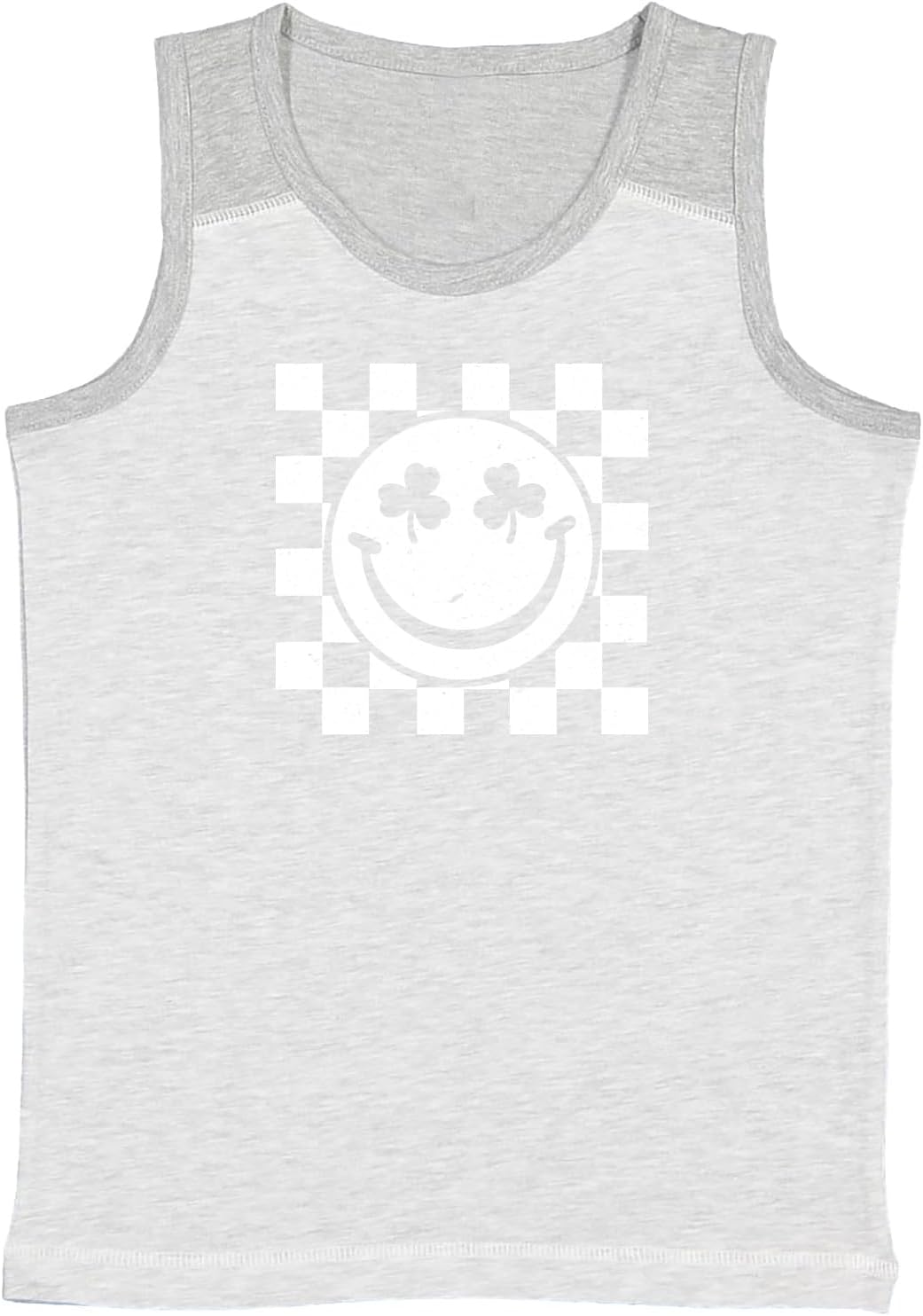 Tcombo Shamrock Eyes Smile Face - Lucky Youth Contrast Back Tank Top