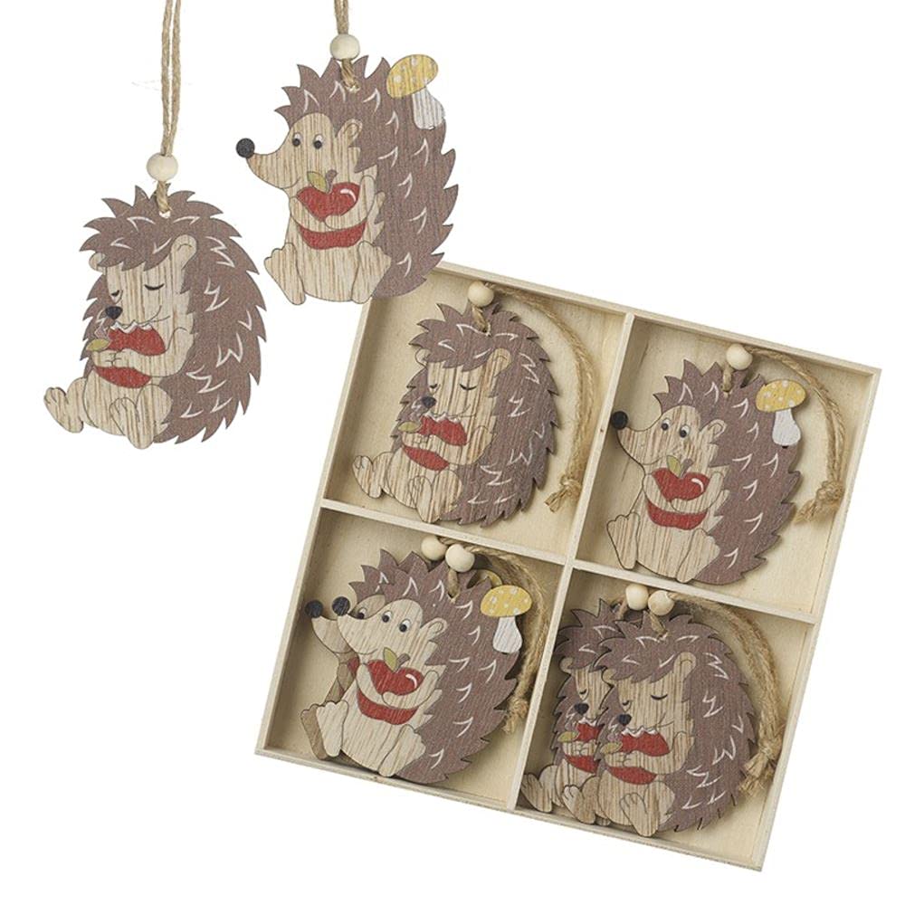 Heaven Sends Wooden Hedgehog Christmas Tree Decorations