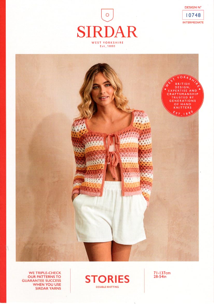 Sirdar Stories DK Knitting Pattern - 10748 Ladies Knitted Cardigan