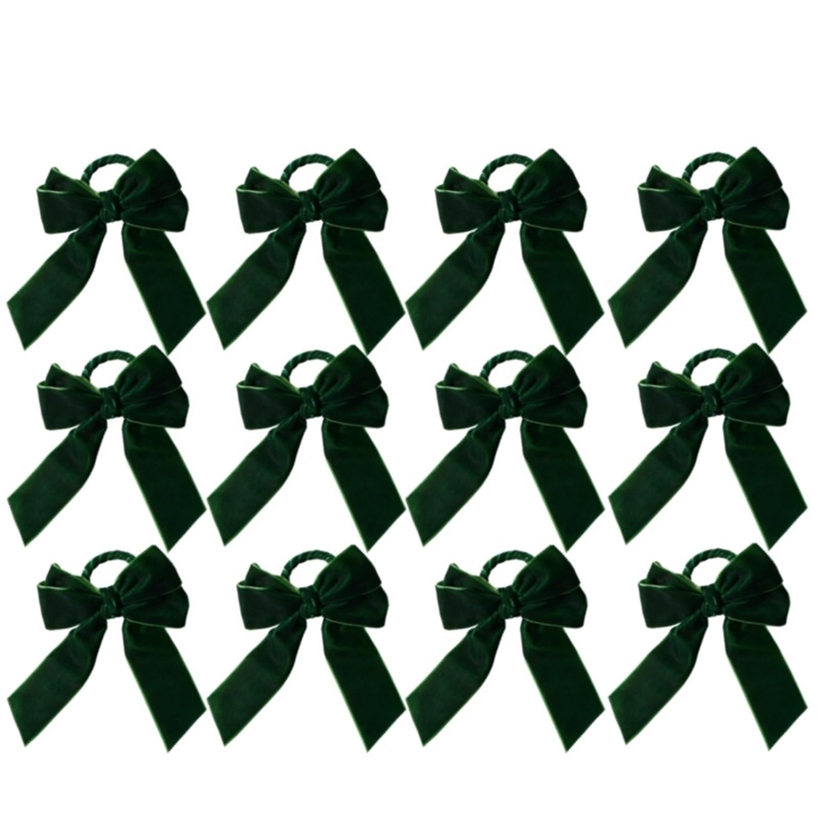 Usohjz Green-12Pcs Elegant Napkin Rings With Velvet Bow Tie Design