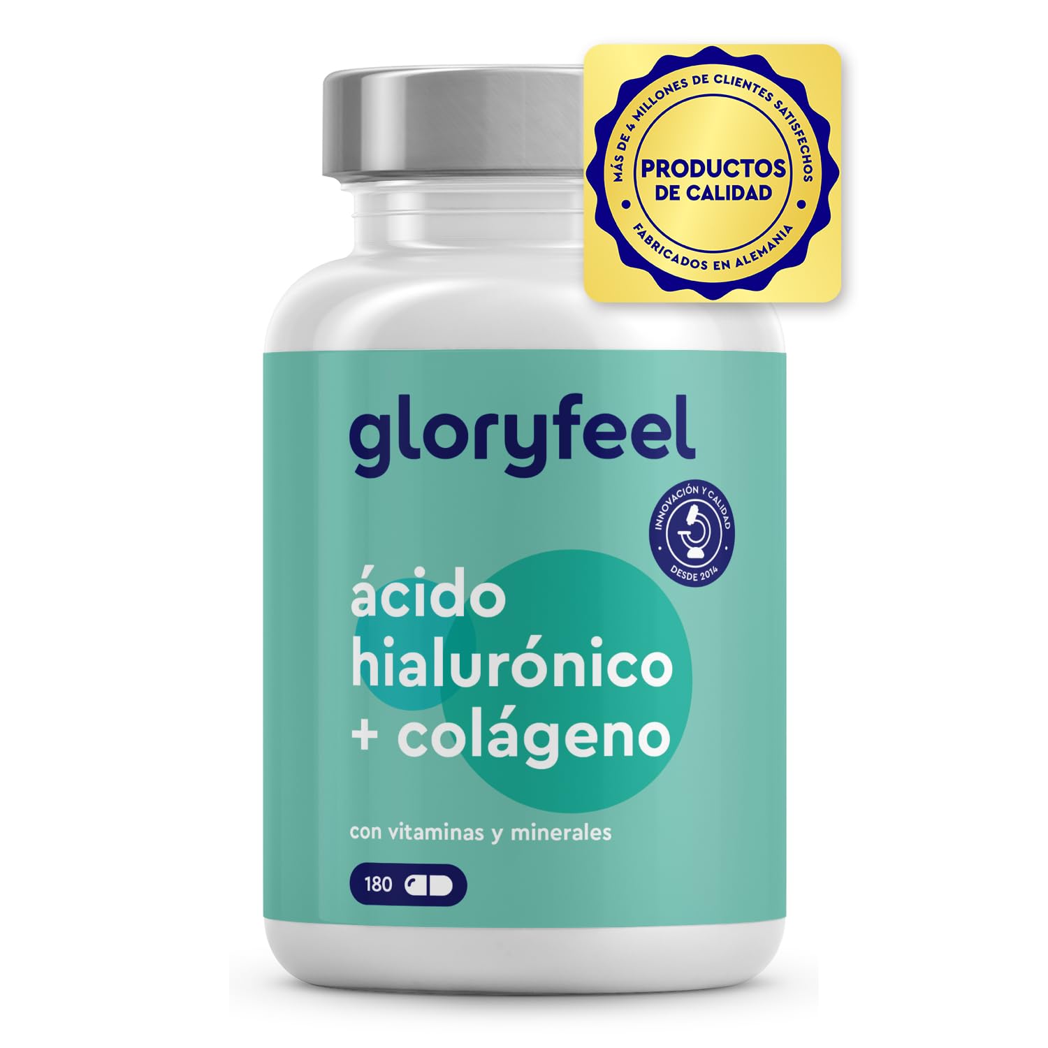 Colágeno + Ácido hialurónico + Vitamina C natural + Biotina + Zinc + Selenio + Extracto de bambú - Para la piel, articulaciones, los huesos y el cabello -180 cápsulas (Suministro para 3 meses)