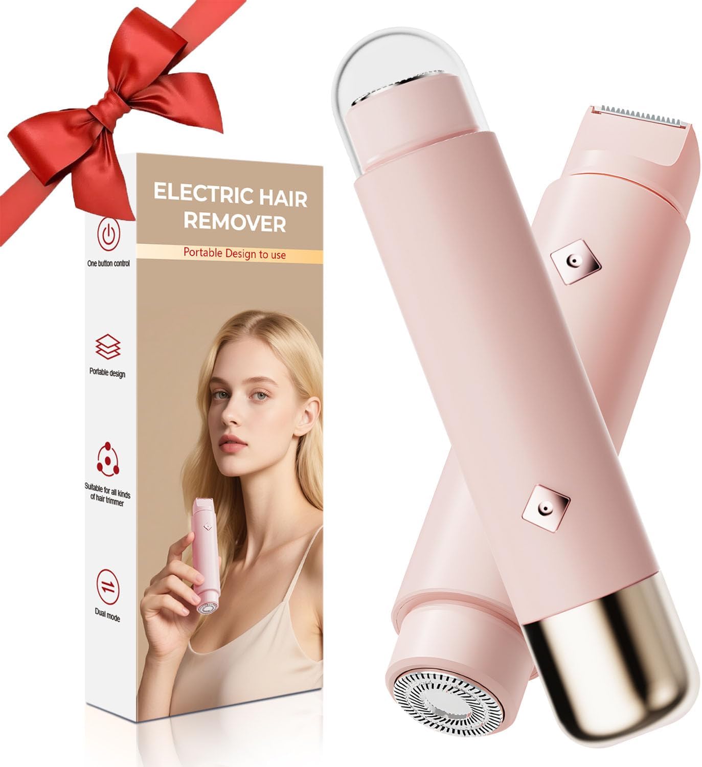 Bikini Trimmer for Women, 2 in 1 Electric Shaver for Women (Pink)