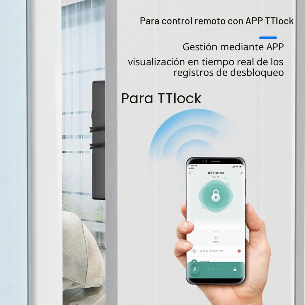 FACAIIO Cerradura de Puerta Invisible Inteligente Compatible con Aplicación TTLock y Tarjeta IC, Control Bluetooth para Puertas de Madera, Seguridad Antirrobo, Fácil Instalación, Negro