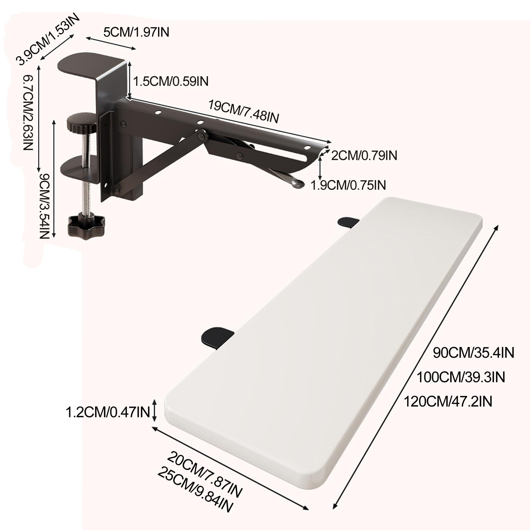 Extensor de escritorio, soporte de muñeca, bandeja plegable para teclado | soporte de mesa, soporte para escritorio, escritorio