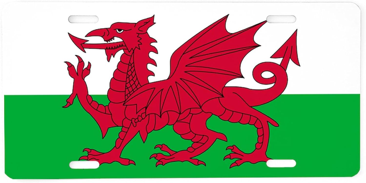 CafePress Welsh Flag of Wales Aluminum License Plate, Front License Plate, Vanity Tag