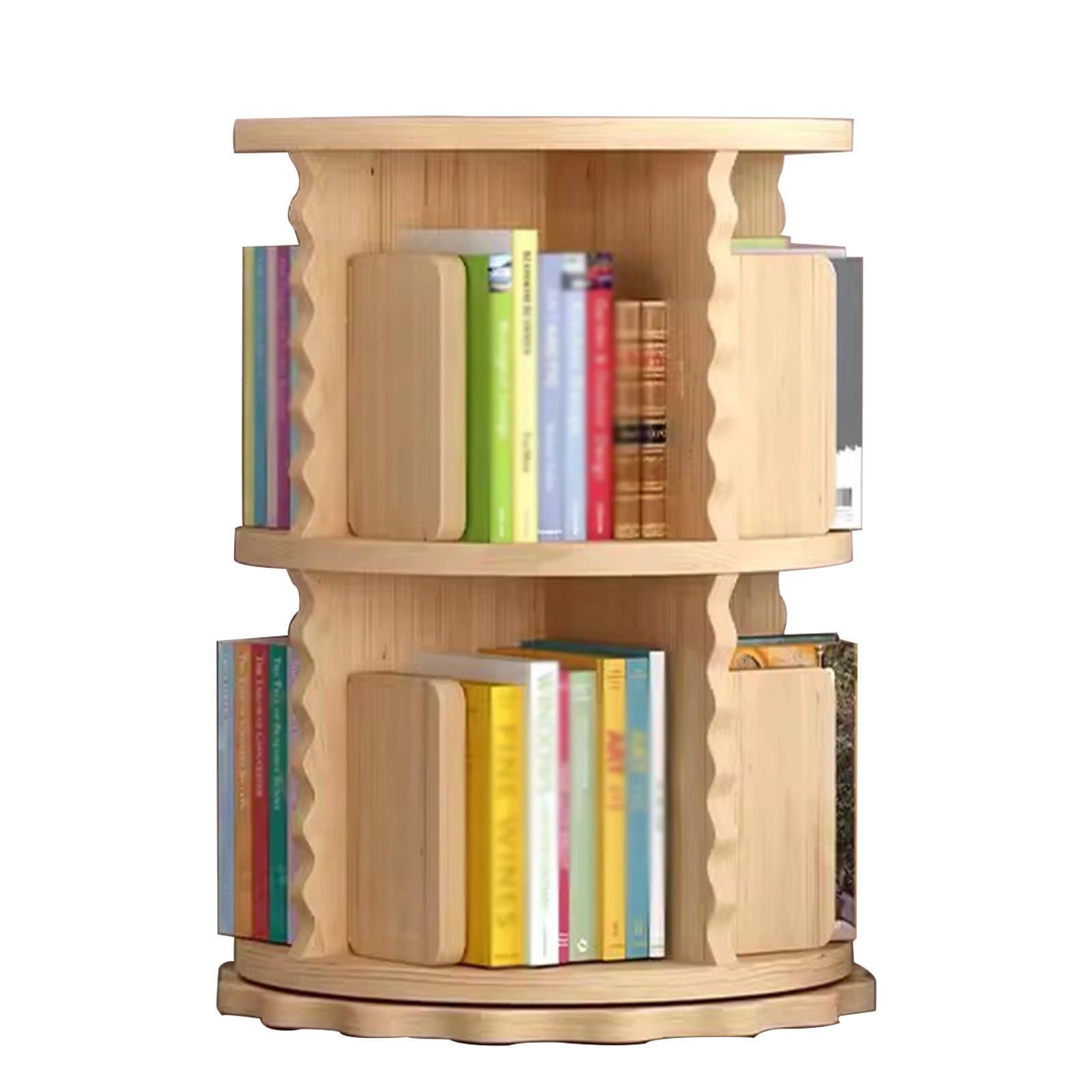 Estantería Infantil giratoria de 360° de Madera Maciza con múltiples Capas para Libros y revistas Guardar Libros ilustrados Infantiles. Tamaño S: 50,5 x 50