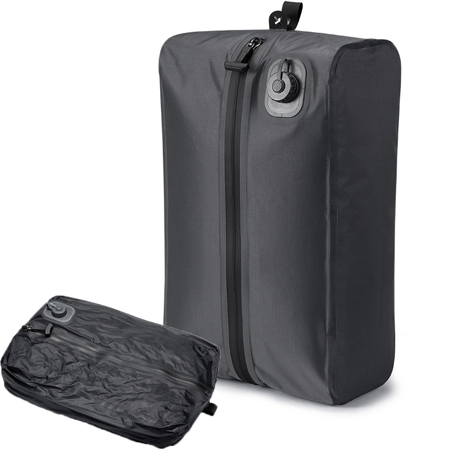 Pochette de Compression Voyage avec Pompe électrique Intégrée, Sacs de Rangement Sous Vide pour Valise, Réutilisables et Gain de Place Valise Sacs à Dos Durables Imperméables Ipx7 en TPU (Gris foncé)