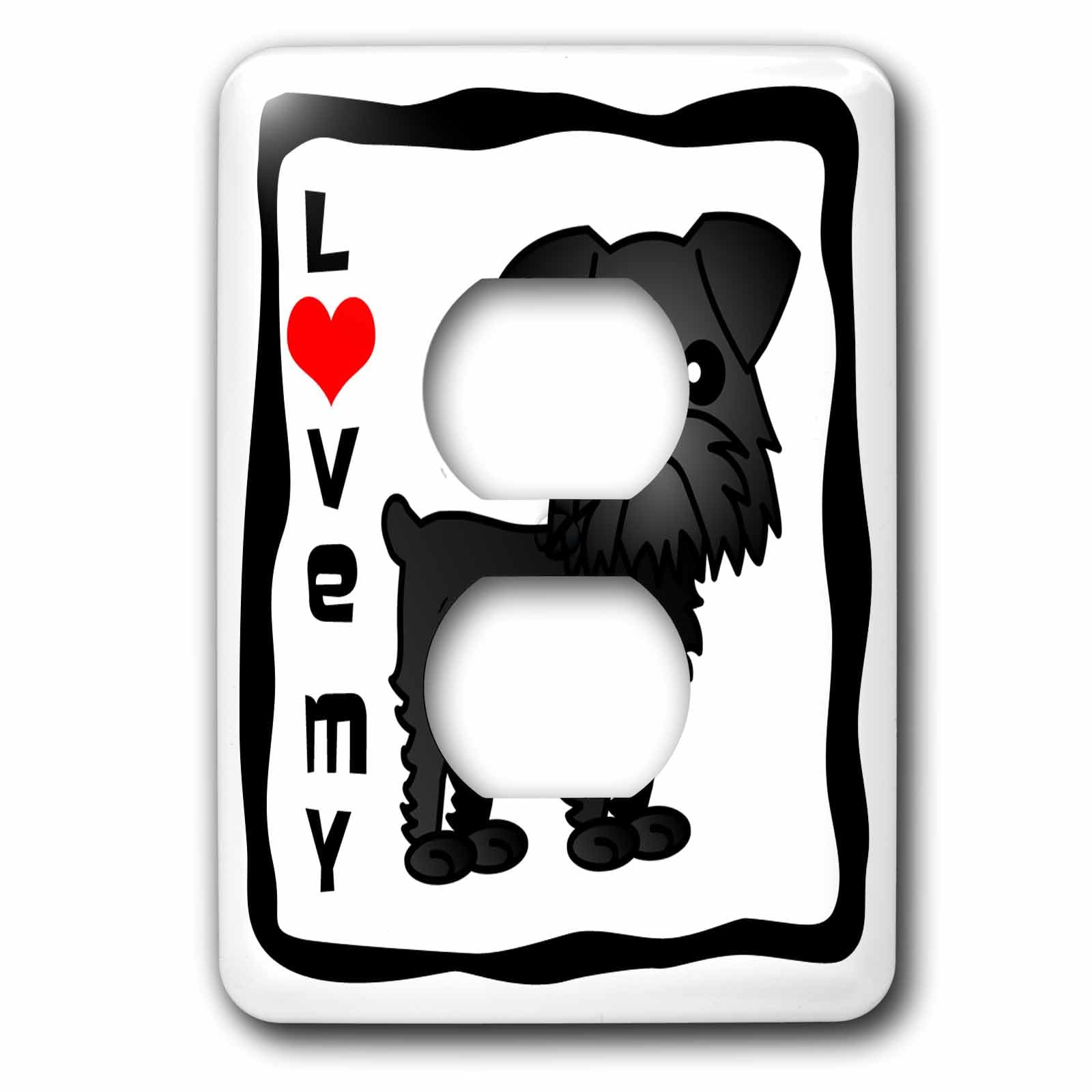 Plaque double prise 3dRose lsp_15365_6 Love My Brussels Griffon Noir