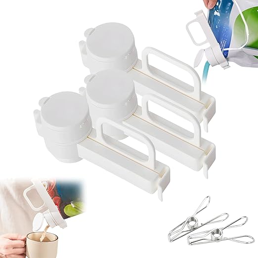 Food Bag Sealing Clip With Pour Spout,Bag Clips With Pour