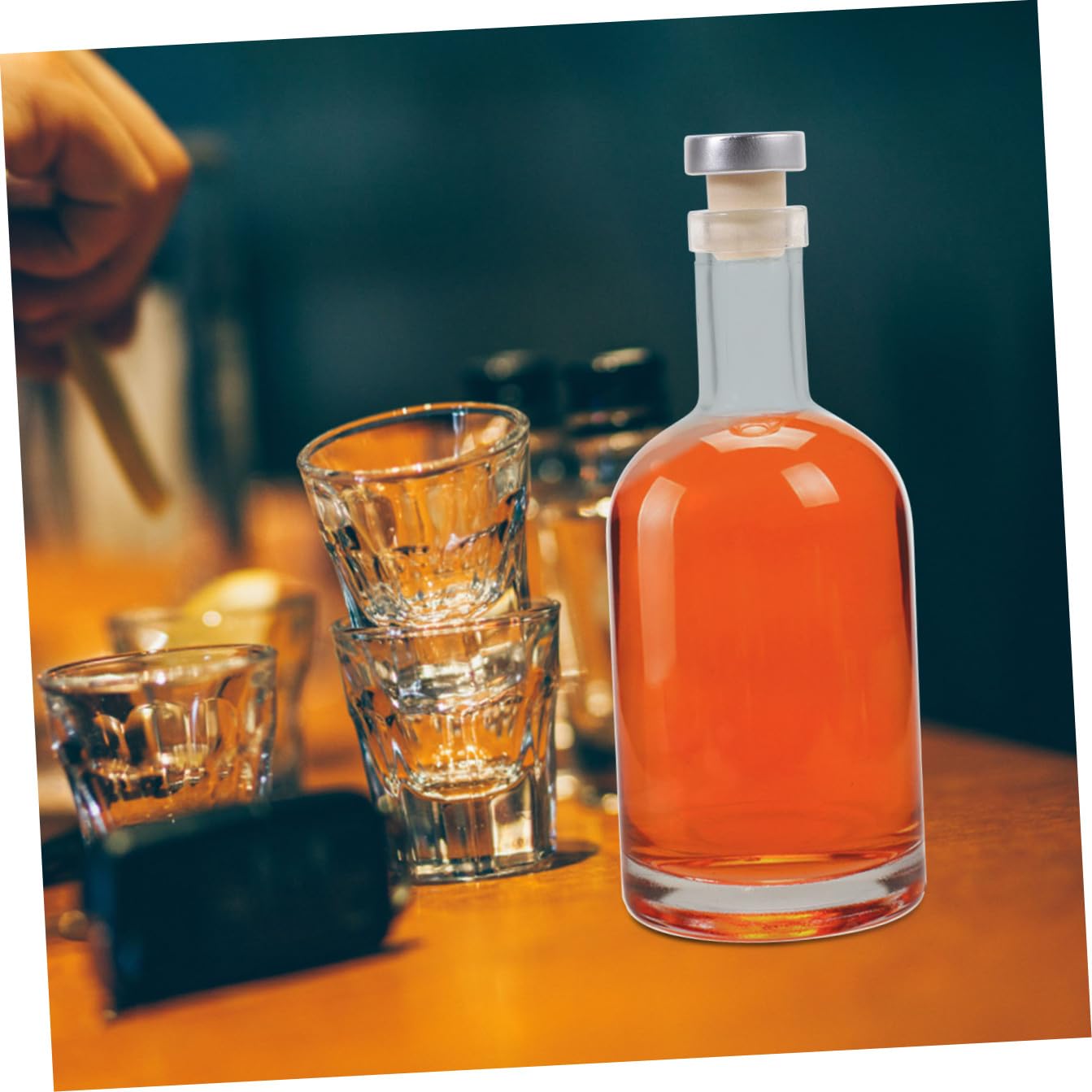 2 Stück-pack Dickwandige Wodkaflaschen aus Transparentem Glas, 375 Ml | Breite Öffnung, Fein Versiegelter Verschluss, Rutschfester Boden mit Schraubstruktur, für Riegel und Club Zufällige Farbe