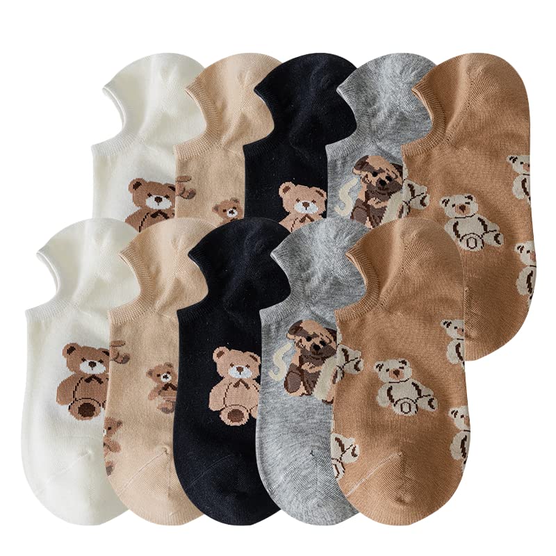 5/10 Pairs Animal Socks for Women Cute Bears No Show Socks Womens Low Cut Socks