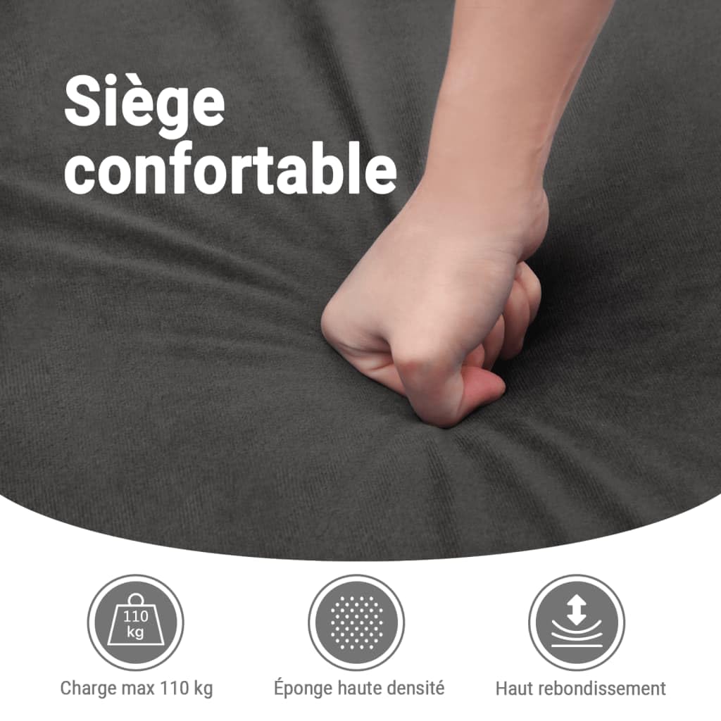 vidaXL Fauteuil Inclinable, Chaise de Relaxation avec Dossier et Repose-Pied, Siège Inclinable, Fauteuil TV de Salon, Moderne, Gris Foncé Velours