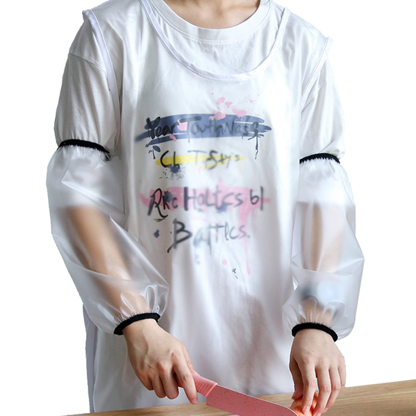 HQPCAHL Chef Kitchen Cooking Apron, Waterproof PVC Apron, Works Adjustable Apron,White a,L