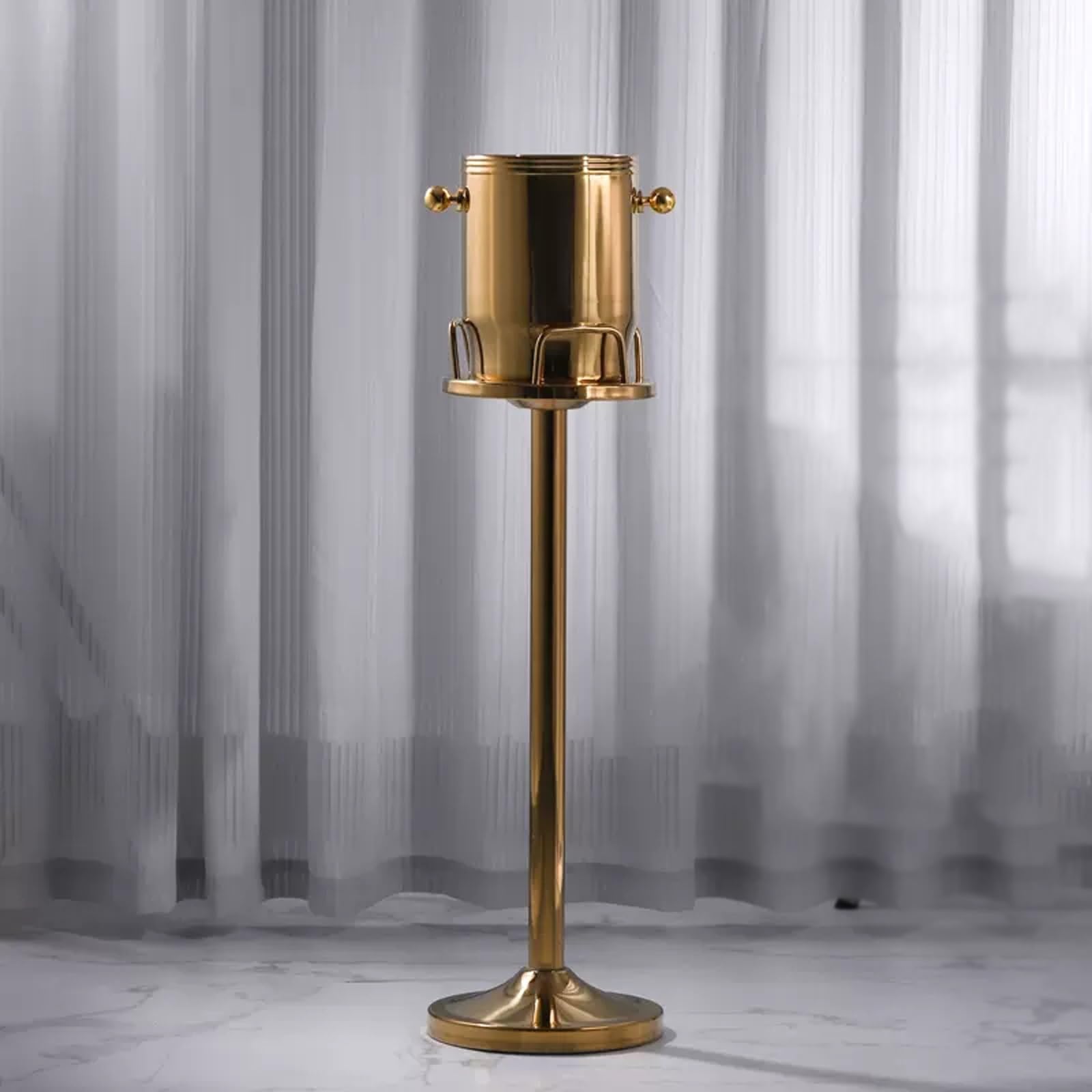 Cubo de Champán Cubo de hielo con soporte y asas, cubo enfriador de hielo de acero inoxidable de doble pared for cerveza, enfriador de vino, uso en exteriores o interiores (dorado) Cubiteras Acero