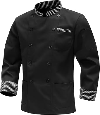 Chef Jacket for Men Long Sleeve Chef Jacket Mens Professional Chef Uniform Restaurant Work Uniform with Buttons Hotel Kitchen Workwear