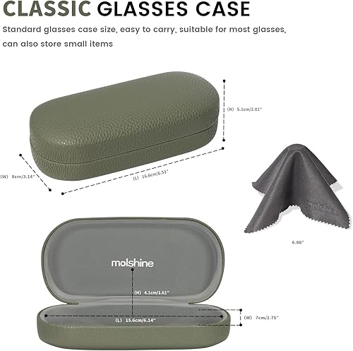 Miniatura 8 de molshine Estuche rígido de cuero para lentes de sol, funda clásica para gafas grandes para mujeres y hombres,Gafas de sol