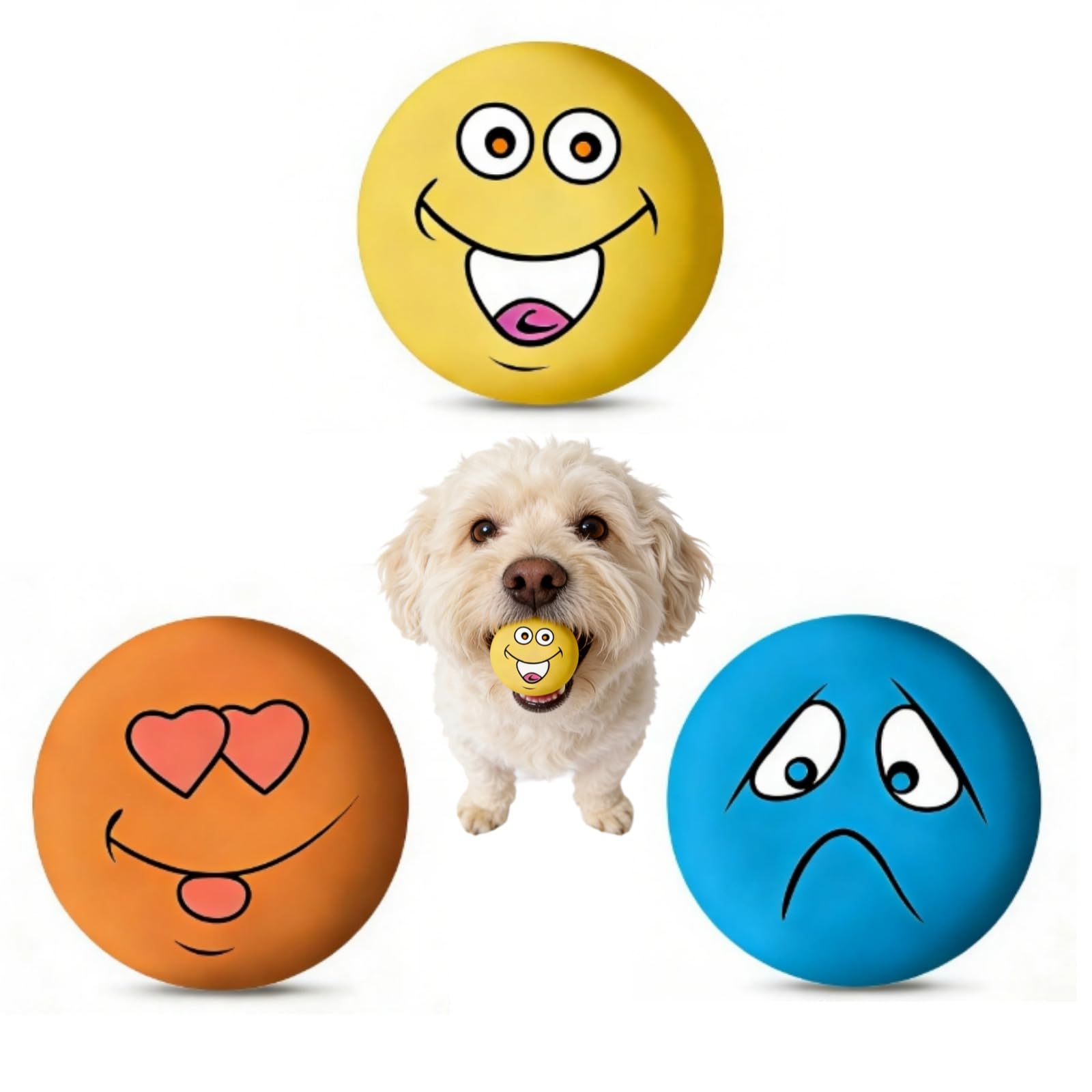 Yuerach Dog Squeaky Ball Toys, Interactive Latex Soft Dog Toys Rubber Chewing Toy, Fetch Play Pet Training Balls for Small and Medium Dog