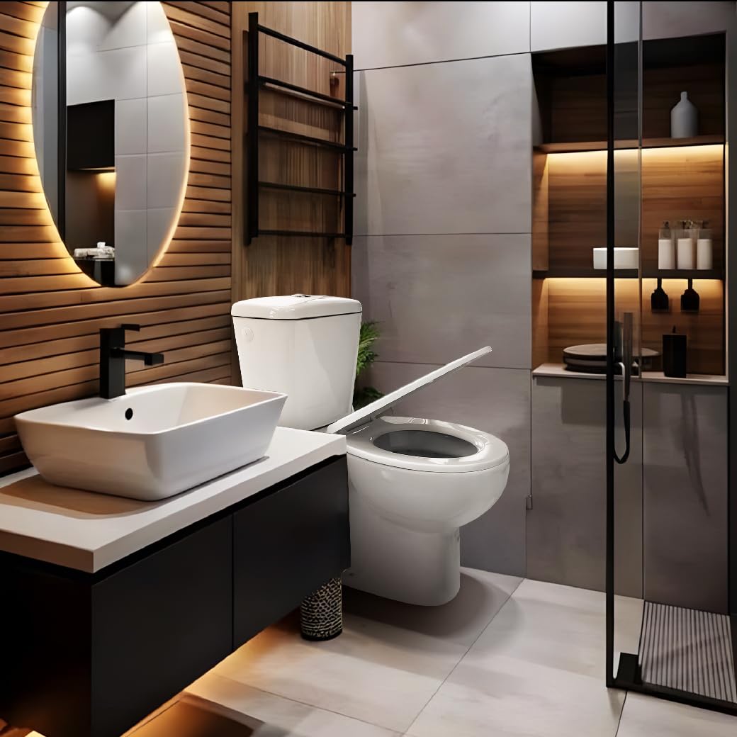 INODORO Completo con BIDET, Inodoro y Bidet Blanco, Pack Wc Inodoro, Retrete con Bidet para Hogar, Sistema Antibacterias, Tapa Dura Extrafina Amortiguada, Salida Horizontal