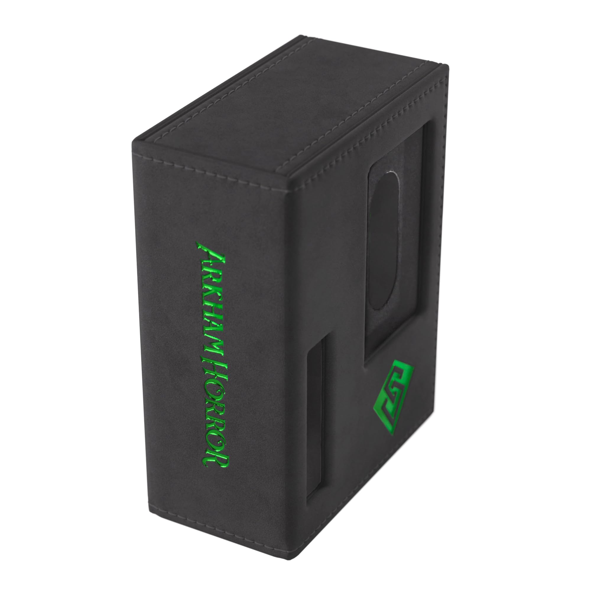 Gamegenic Arkham Horror Investigator Deck Tome New Edition Green Rogue, Caja para Mazos Premium, Capacidad 60 Cartas con Funda, Cierre Magnético y Ventanas de Identificación