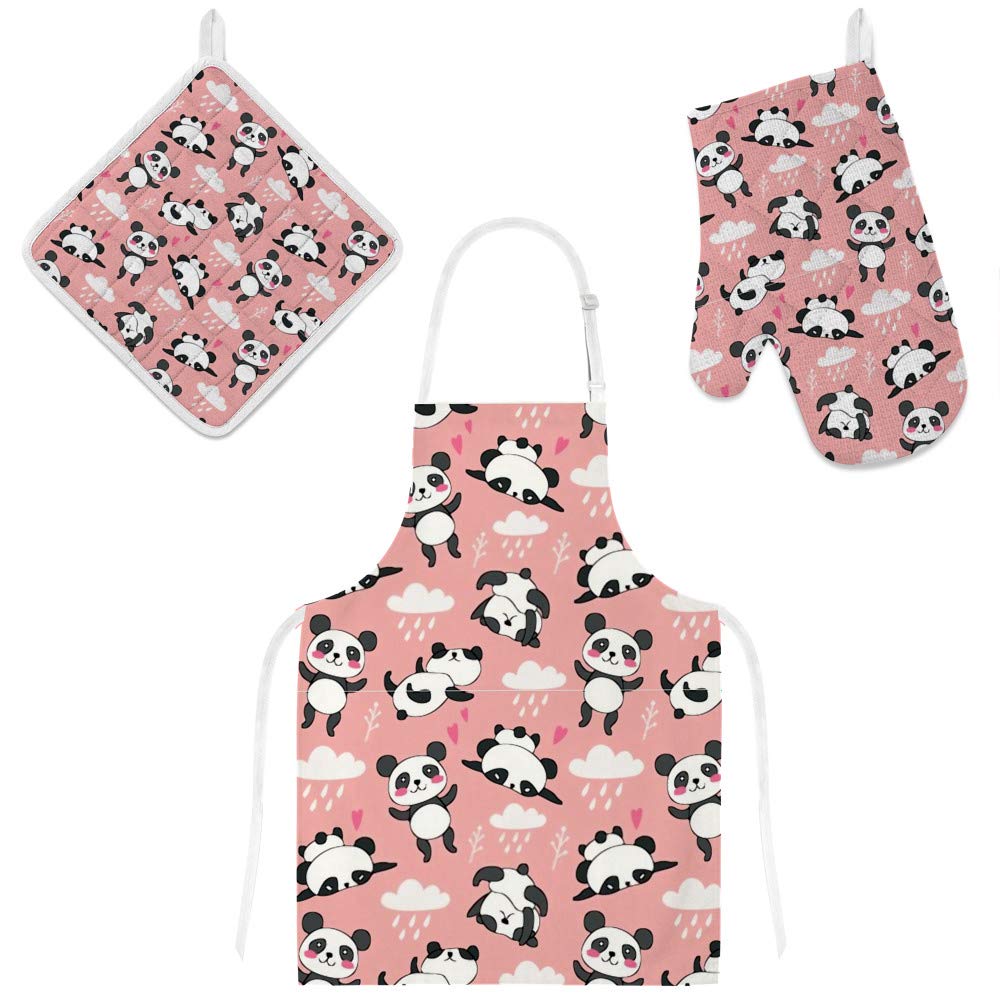 Tablier de cuisine anti-taches et gants de protection Memphis 3pcs