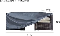 Vista 3 de Funda rectangular impermeable para mesa y silla de patio, color gris, 74 pulgadas de largo x 47 pulgadas de profundidad x 28 pulgadas de alto
