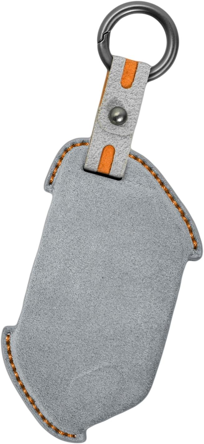Smart Key Cover Compatible with Kia Key Fob 2024 2025 2026 Sportage K4 K5 GT-Line Telluride Carnival Sorento EV6 EV9 Suede Leather Car Key Case, Light Grey