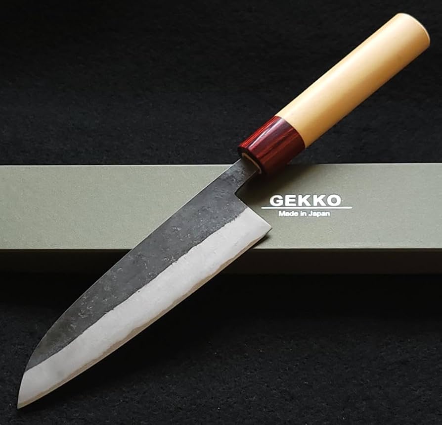 Amazon.co.jp: 青紙2号クラッド 黒打 三徳包丁165㎜ 赤口輪 G9306 1 