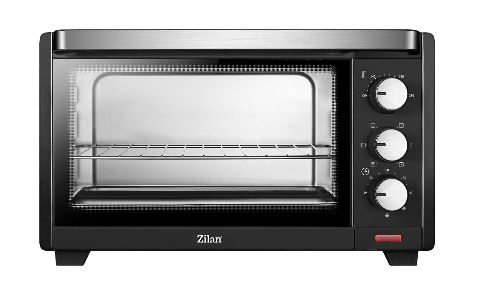 zilan z şekil Four Electrique - Four à Convection - Avec Lampe Intérieure - Double Protection en Verre - 19 Litres, Noir