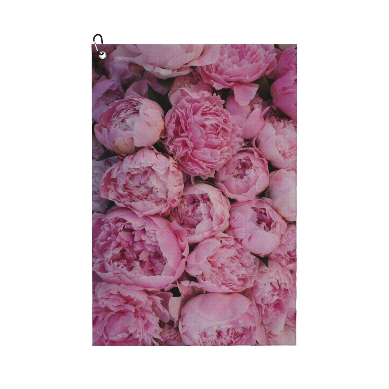 Hnnkloy Pink Peony, 16x24 in Portable Waffle Golf Towels with Carabiner Clip for Golf Bag