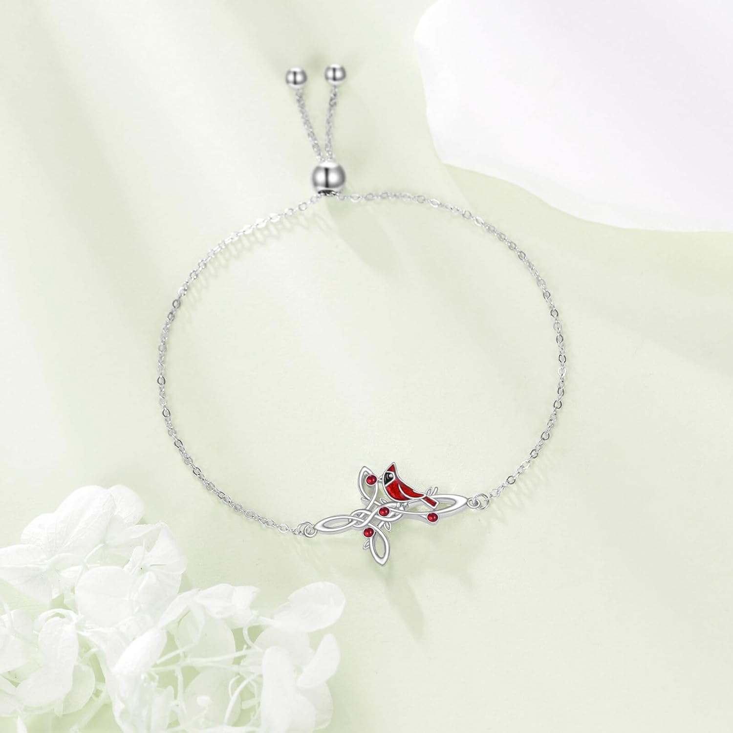 Cardinal Cross Bracelet 925 Sterling Silver Cardinal Bracelet Jewelry Gift for Women - Image 2
