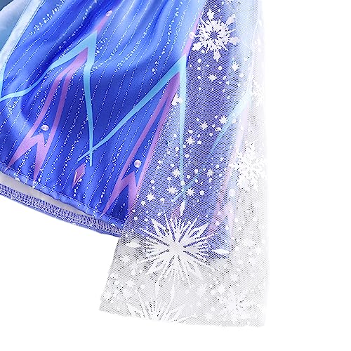 Lito Angels Kids Girls Princess Snow Queen Costume Party Fancy Dress Up with Cape and Accessories Age 2-3 Years Blue 267 - Image 4