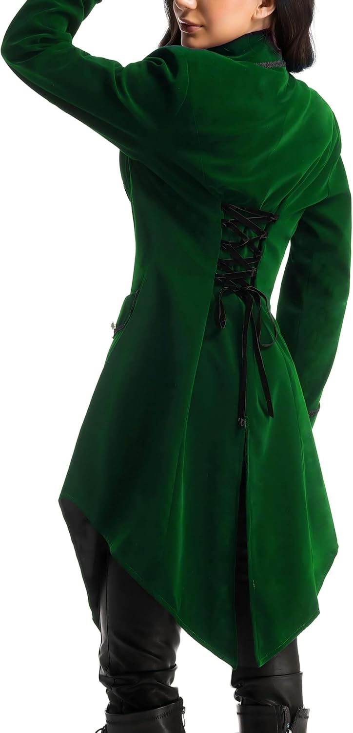 Womens Steampunk Jacket Pirate Gothic Renaissance Medieval Victorian Tailcoat coat Halloween Costume Clothes Blazer - Image 3