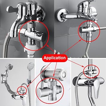 Shower Diverter Valve Replacement, 3 Way T-Adapter Shut-Off Valve for Shower Head Arm Diverter, G1/2 Male Inlet x G1/2 & G3/4 Outlet