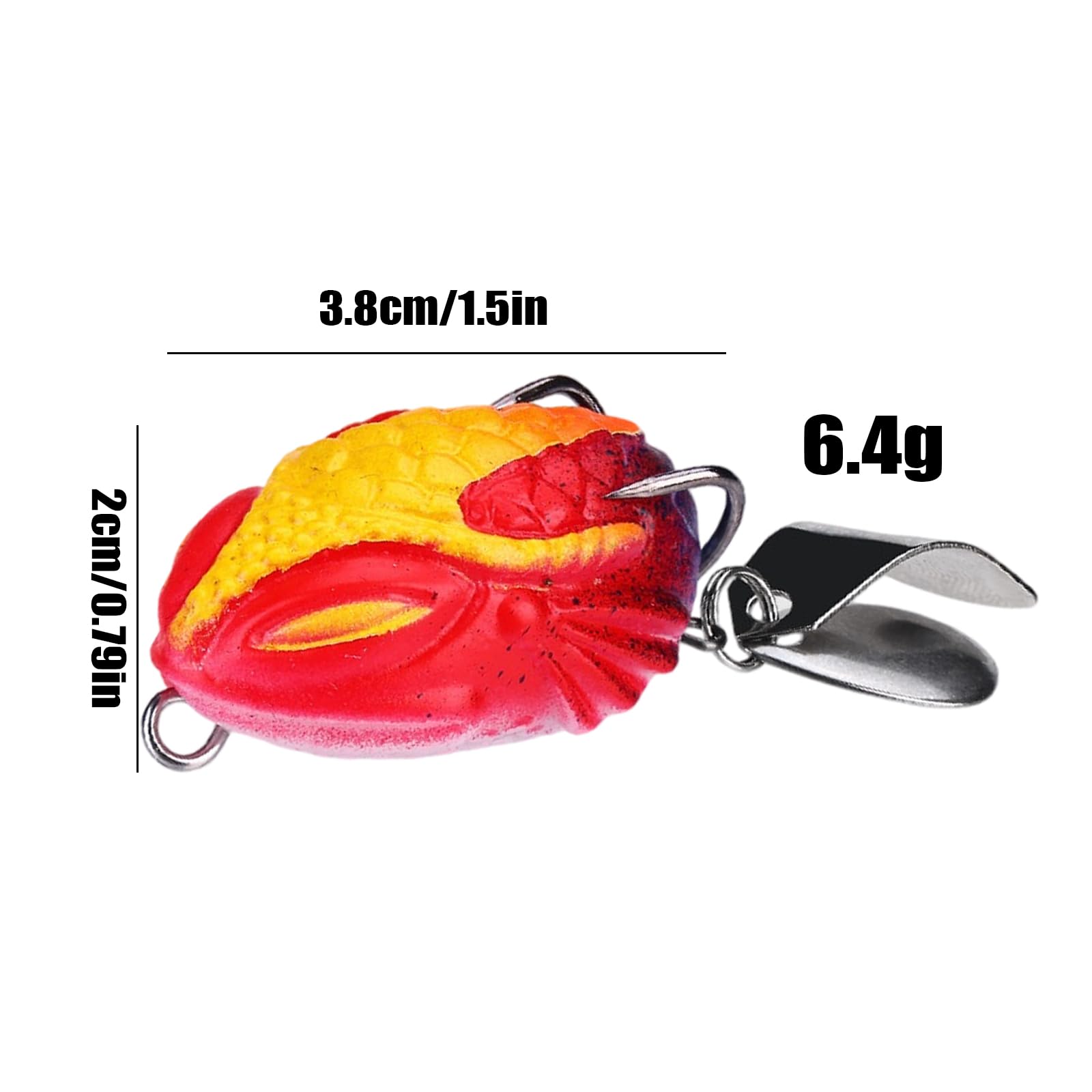 5 pièces Leurres Grenouille PVC 3.8 cm 6.4 g Double Crochet et