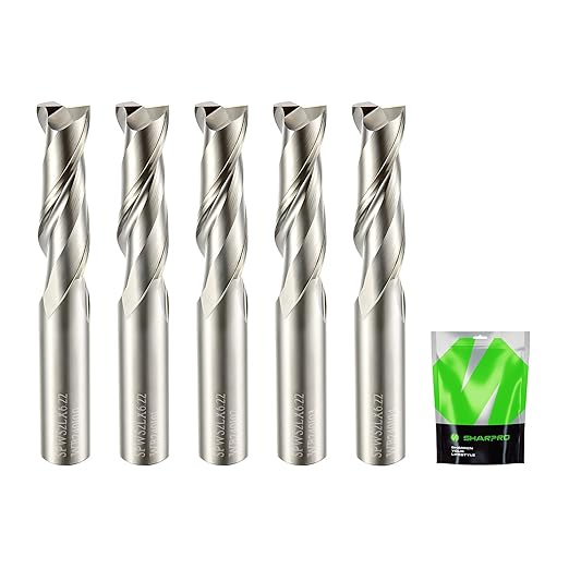 Upcut Spiral Router Bit Set 1/4 Inch Shank 1/4 Inch Cutting Dia. Solid Carbide CNC End Mill, Ideal for Wood Carving, Slot Mortise, Engraving, Grinding (5PCS)