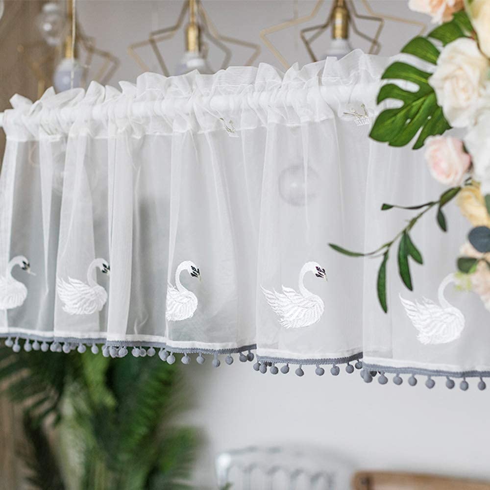Rideaux de café blancs en voile léger pour petite fenêtre de cuisine