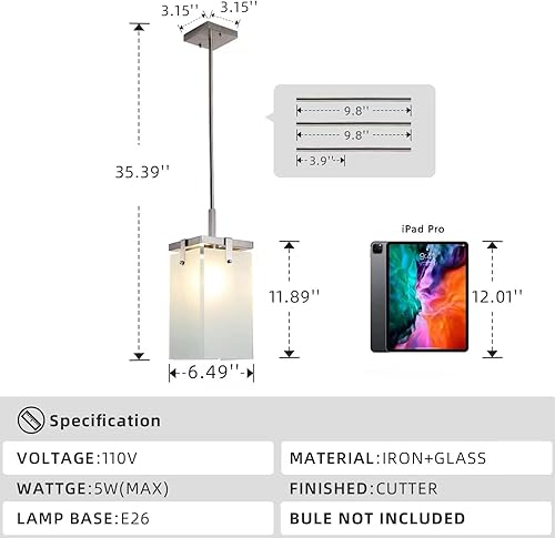 Miniatura 4 de Lámpara colgante de cristal moderna para isla de cocina mini lámpara de techo colgante de 1 luz con colgante de pantalla de vidrio esmerilado para