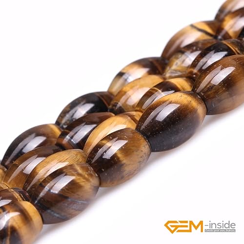 Miniatura 2 de GEM-Inside - Perlas sueltas con ojo de tigre (0.315 x 0.472 in, cristal de olivo, energía para hacer joyas, 15.0 in)