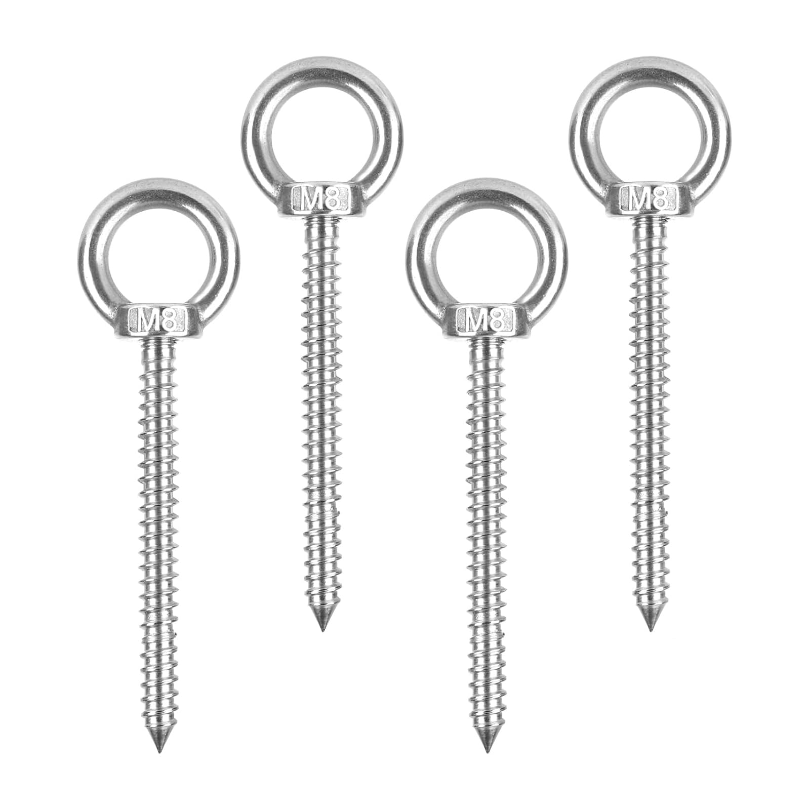 4 Viti Ad Occhiello In Acciaio Inossidabile M8 X 80 Mm Occhielli A Vite Per Impieghi Gravosi, Viti A Occhiello Argento, Bullone Per Sollevamento Per Amache, Tende Sole, Sedie Sospese, Sedie A Dondolo