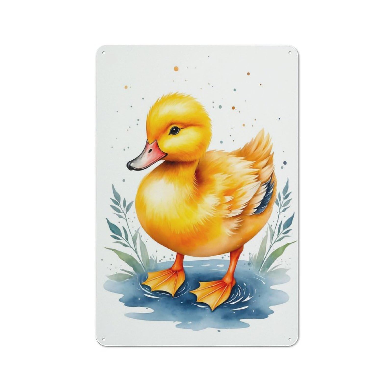 Junmoney Style-10 Retro Metal Plaque 30X20cm Featuring Cute Yellow Duck For Workshop Wall, For Metal Sign Collectors, For Garage And Workshop Walls