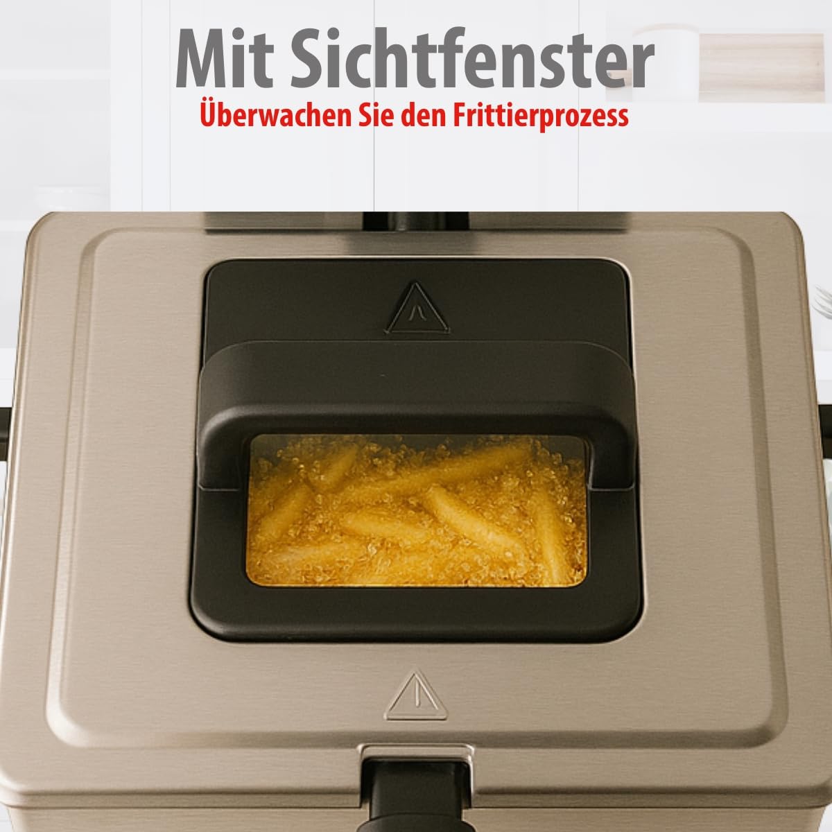 alpina Doppel Friteuse 5L WJ-801 - Fritteuse mit Öl 200W - Fritöse mit 3 Körbe - Einstellbarer Thermostat bis 190 °C - Geschützt gegen Überhitzung - Perfekt für Pommes oder Snacks - Edelstahl - Silber