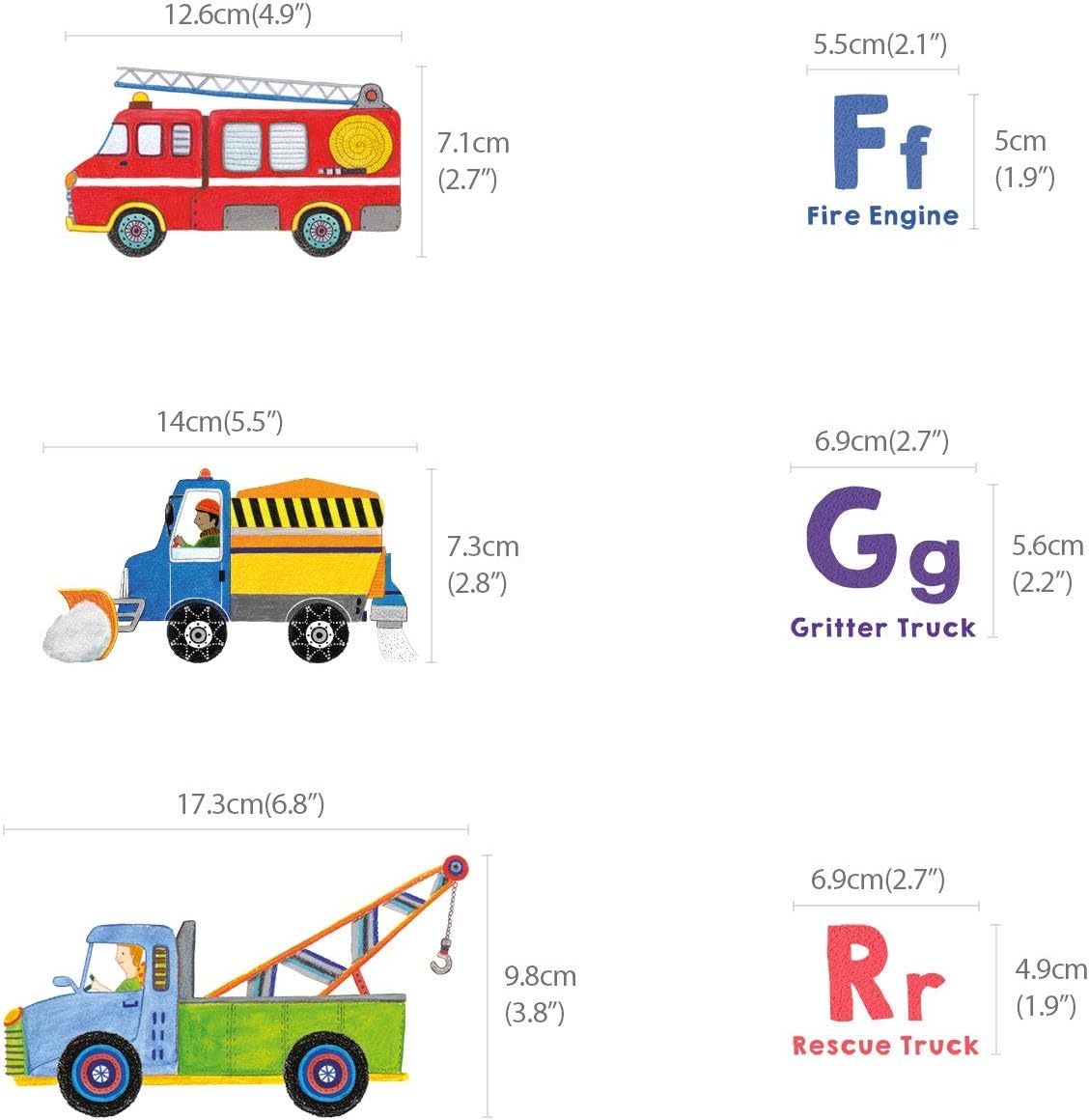DECOWALL DW-2005 Transport Alphabet Kids Wall Stickers Wall Decals Peel ...
